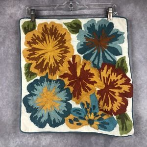 Pier 1 Pillow Cases Shams Set of 2 Embroidered Floral Colorful Linen Cotton‎